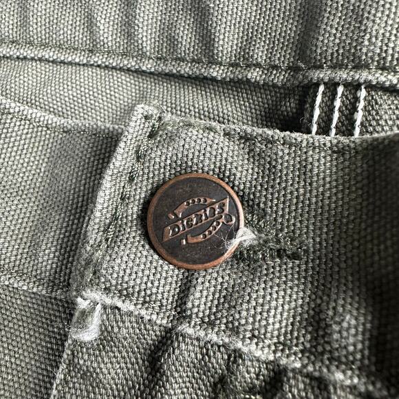 Baggy Y2K Dickies Carpenter Pants Mossy Green Size 38x27 Workwear Canvas Faded - Picture 4 of 5